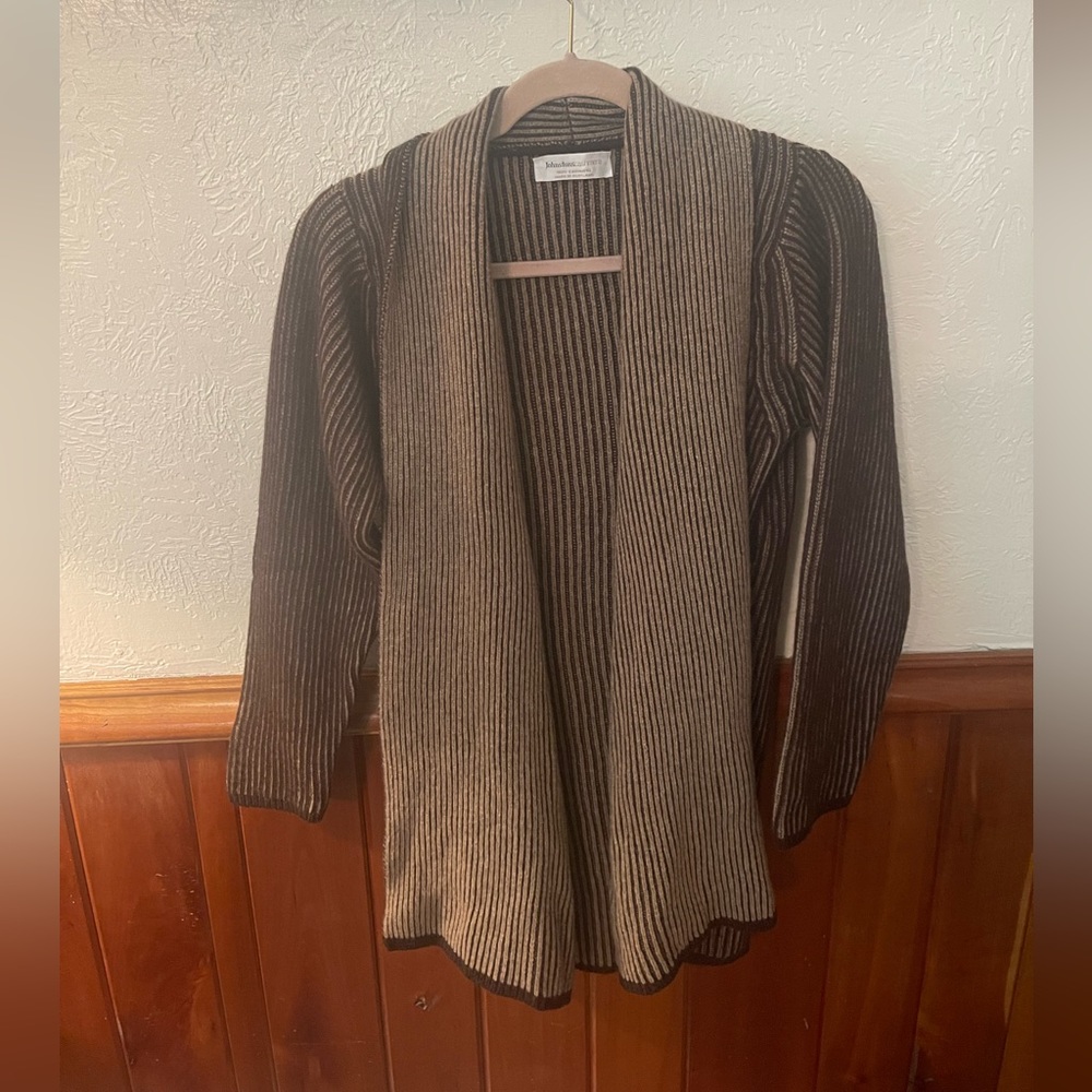 Johnstons Cashmere 100% Cashmere Brown and Tan Cardigan